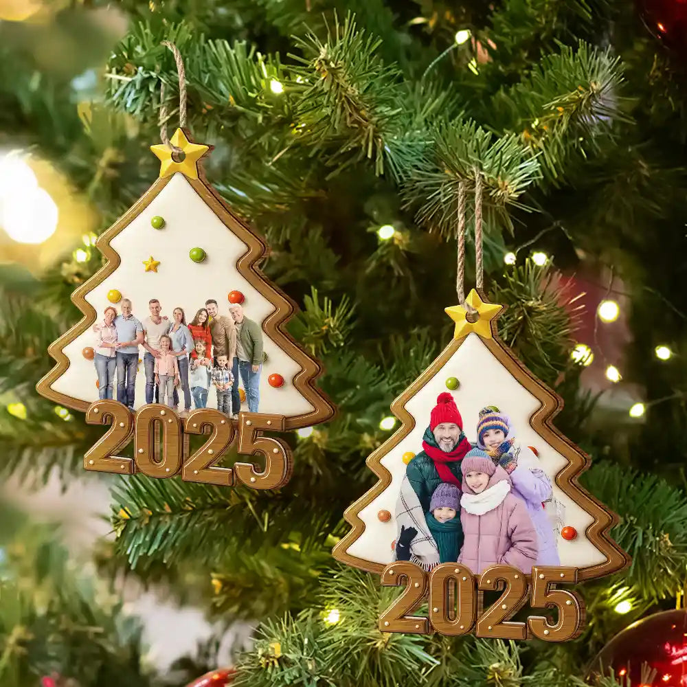 Custom Photo,Family,Christmas,Happy - Custom Photo Family Keepsake - Personalized Custom Shaped Wooden Ornament