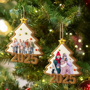 Custom Photo,Family,Christmas,Happy - Custom Photo Family Keepsake - Personalized Custom Shaped Wooden Ornament