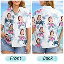 Custom Photo,Pet Lovers,Pet Mom,Pet Dad,Dog Lovers,Dog Mom,Dog Dad,Family,Happy,Summer,Beach - Custom Photo Family Pet Face Palm Tree Pattern - Personalized Hawaiian Shirt