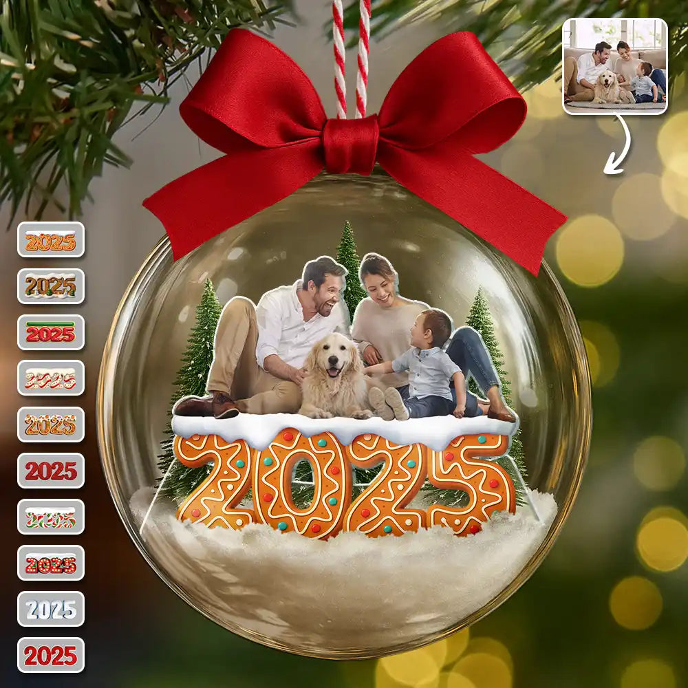 Custom Photo Family Siblings Best Friends - Personalized 3D Acrylic Ball Ornament