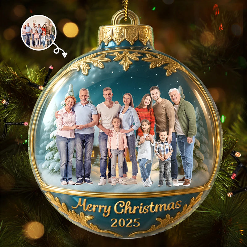 Family,Pet Lovers,Pet Mom,Pet Dad,Pet Couple,Dog Lovers,Dog Couple,Dog Mom,Dog Dad,Cat Lovers,Cat Mom,Cat Dad,Cat Couple,Happy,Gift For Grandpa,Gift For Grandma,Gift For Grandkids,Top Market,Christmas - Custom Photo Family Together - Personalized Custom Shaped Acrylic Ornament