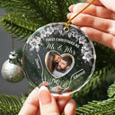 Gift For Couples,Gift For Husband,Gift For Wife,Gift For Boyfriend,Gift For Girlfriend,Love,Christmas - Custom Photo First Christmas As Mr & Mrs - Personalized Circle Glass Ornament