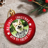 Funny, Christmas, Dog Lovers, Pet Lovers, Cat Lovers - Custom Photo First Christmas Pet Lovers - Personalized Ball Ornament