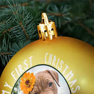 Funny, Christmas, Dog Lovers, Pet Lovers, Cat Lovers - Custom Photo First Christmas Pet Lovers - Personalized Ball Ornament