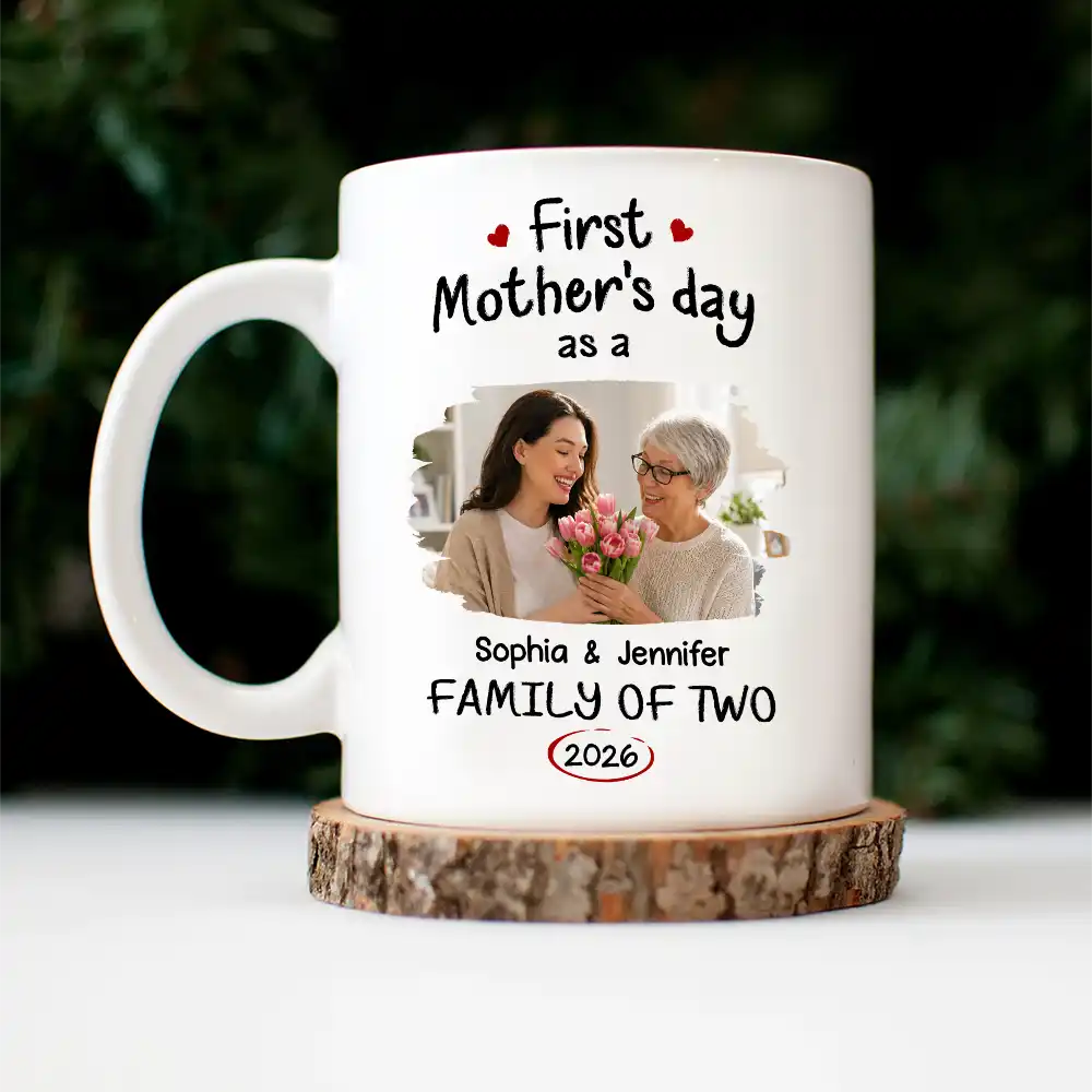 Gift For Mother,Gift For Father,Gift For Kids,Gift For Men,Gift For Women,Happy,Family,Custom Photo - Custom Photo First Time Ever As A Family Of Three - Personalized Mug