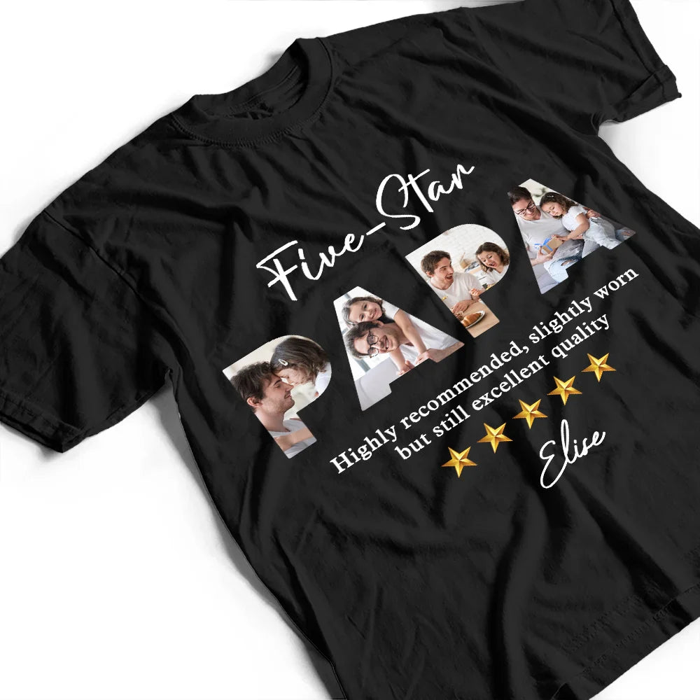 Gift For Father - Custom Photo Five-Star Dad - Personalized T Shirt