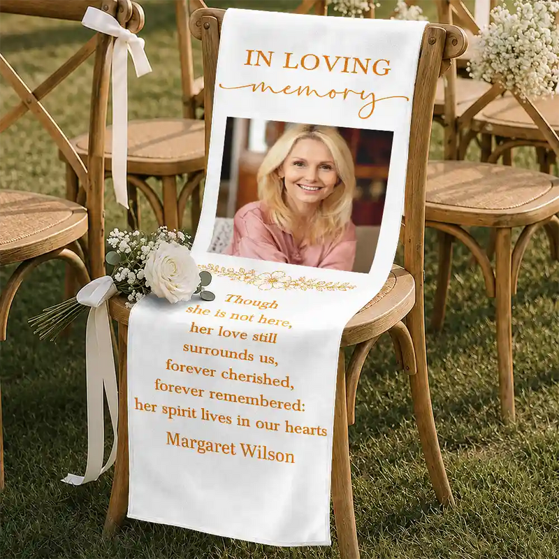 Sentimental,Custom Photo,Family,Wedding,Dynamic Photo - Custom Photo Forever Cherished Forever Remembered - Personalized Chair Sign