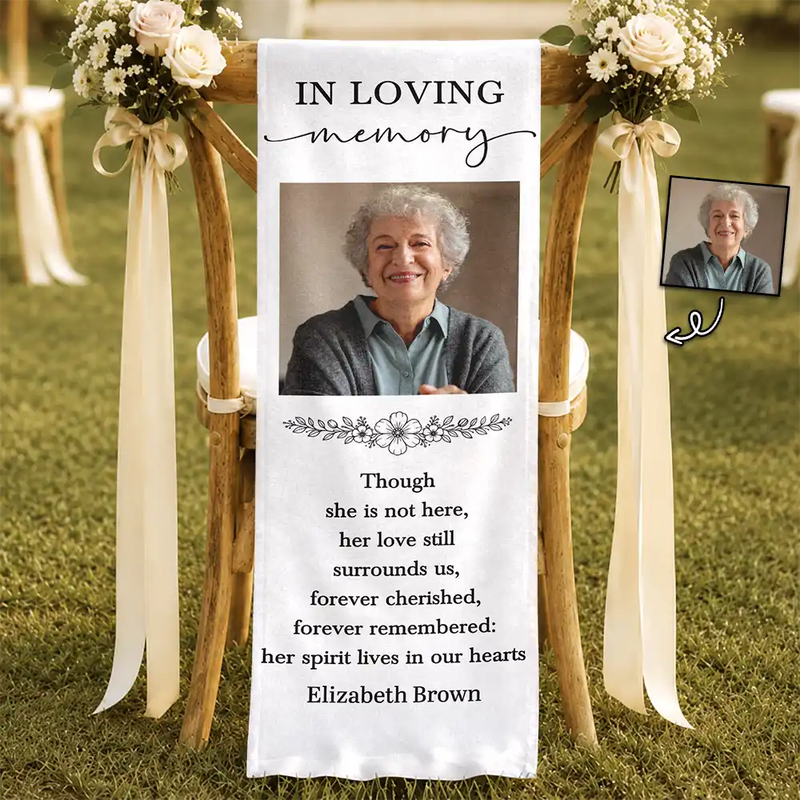 Sentimental,Custom Photo,Family,Wedding,Dynamic Photo - Custom Photo Forever Cherished Forever Remembered - Personalized Chair Sign