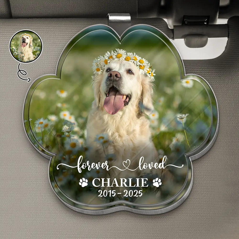 Custom Photo, Sad, Memorial, Pet Lovers, Dog Lovers, Cat Lovers - Custom Photo Forever In My Heart - Personalized Custom Shaped Acrylic Car Visor Clip