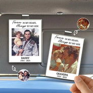 Sad, Memorial, Dog Lovers, Cat Lovers, Pet Lovers, Family, Parents, Gift For Grandparents - Custom Photo Forever In My Heart Memorial - Personalized Custom Shaped Acrylic Car Visor Clip