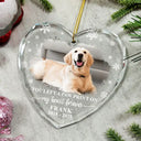 Sad,Memorial,Dog Lovers,Pet Lovers,Cat Lovers,Christmas - Custom Photo Forever Loved Memorial Dog Cat - Personalized Heart Shaped Glass Ornament