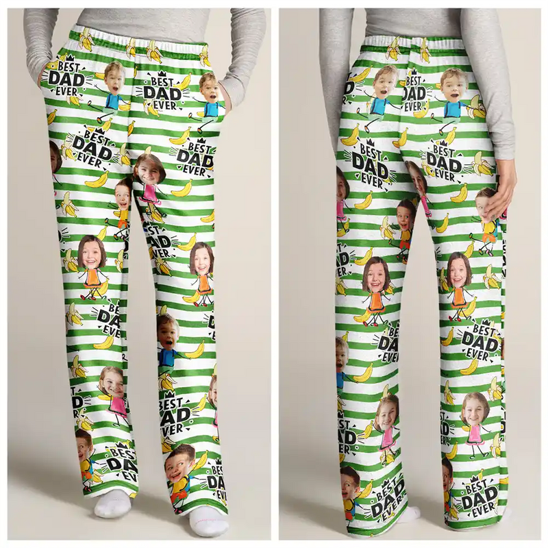 Funny,Gift For Father,Dad - Children,Custom Photo - Custom Photo Funny Banana Best Dad Ever - Personalized Pajama Pants
