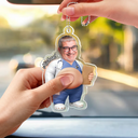 Humorous,Nurse,Custom Photo,Cut-Face Photo - Custom Photo Funny Belly Healthcare Heroes - Personalized Squishy Acrylic Car Hanger