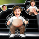 Gift For Boss,Humorous,Custom Photo,Cut-Face Photo - Custom Photo Funny Belly Office Squad - Personalized Squishy Acrylic Car Vent Clip