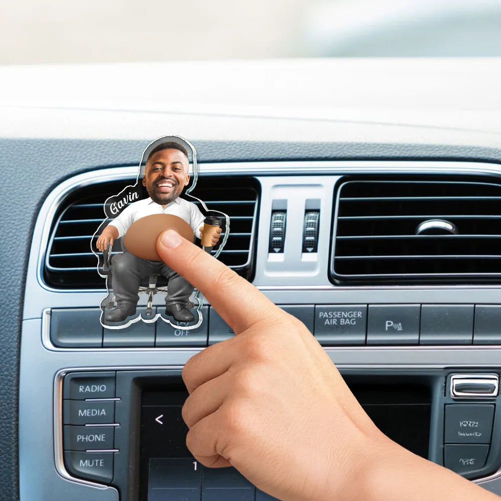 Gift For Boss,Humorous,Custom Photo,Cut-Face Photo - Custom Photo Funny Belly Office Squad - Personalized Squishy Acrylic Car Vent Clip
