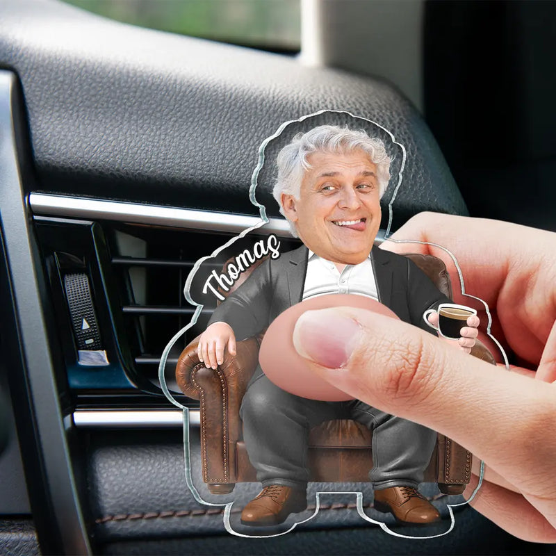 Gift For Boss,Humorous,Custom Photo,Cut-Face Photo - Custom Photo Funny Belly Office Squad - Personalized Squishy Acrylic Car Vent Clip