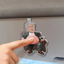 Gift For Boss,Humorous,Custom Photo,Cut-Face Photo - Custom Photo Funny Belly Office Squad - Personalized Squishy Acrylic Car Visor Clip