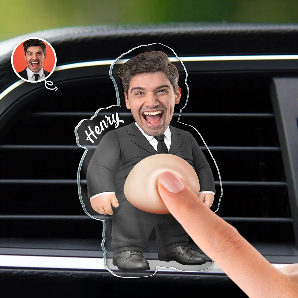 Custom Photo Funny Belly Teacher On Duty - Personalized Squishy Acrylic Car Vent Clip