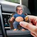 Gift For Father, Custom Photo, Humorous, Cut-Face Photo - Custom Photo Funny Dad Bod Belly - Personalized Acrylic Car Vent Clip