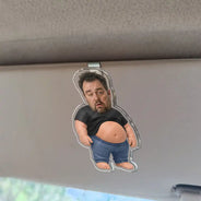 Gift For Father,Custom Photo,Humorous,Cut-Face Photo - Custom Photo Funny Dad Bod Belly - Personalized Custom Shaped Acrylic Car Visor Clip