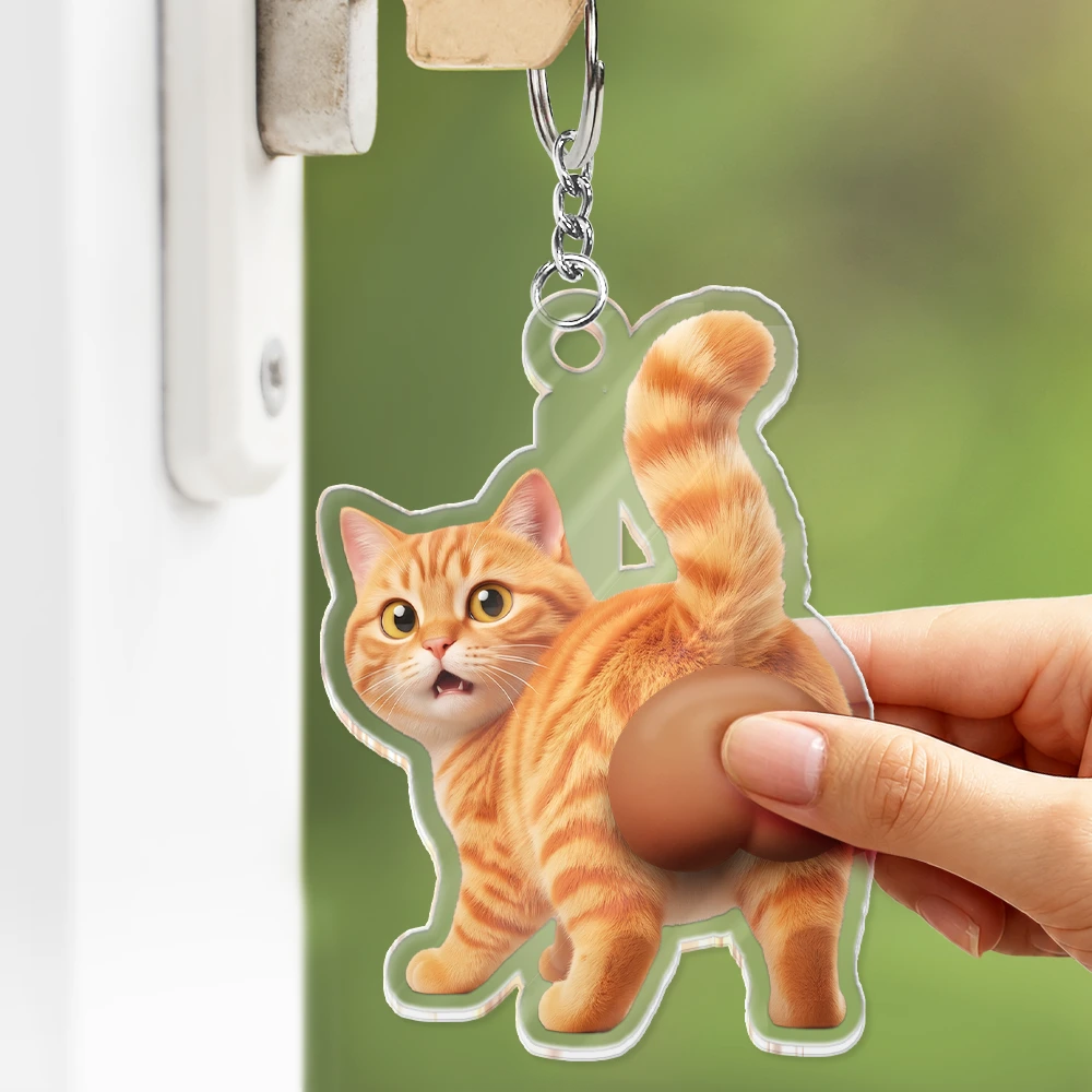 Art Design, Humorous, Pet Lovers, Photo - Squishy Pet Butt - Custom Photo Funny Dog Cat Pet Butt - Personalized Squishy Acrylic Keychain
