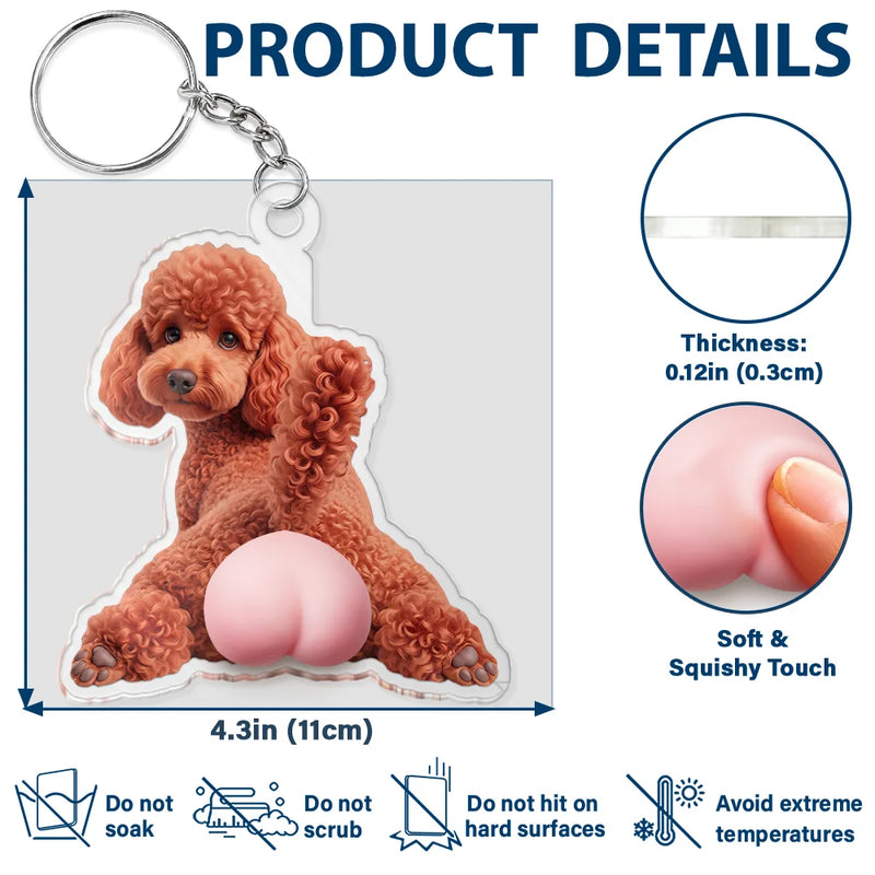 Art Design, Humorous, Pet Lovers, Photo - Squishy Pet Butt - Custom Photo Funny Dog Cat Pet Butt - Personalized Squishy Acrylic Keychain