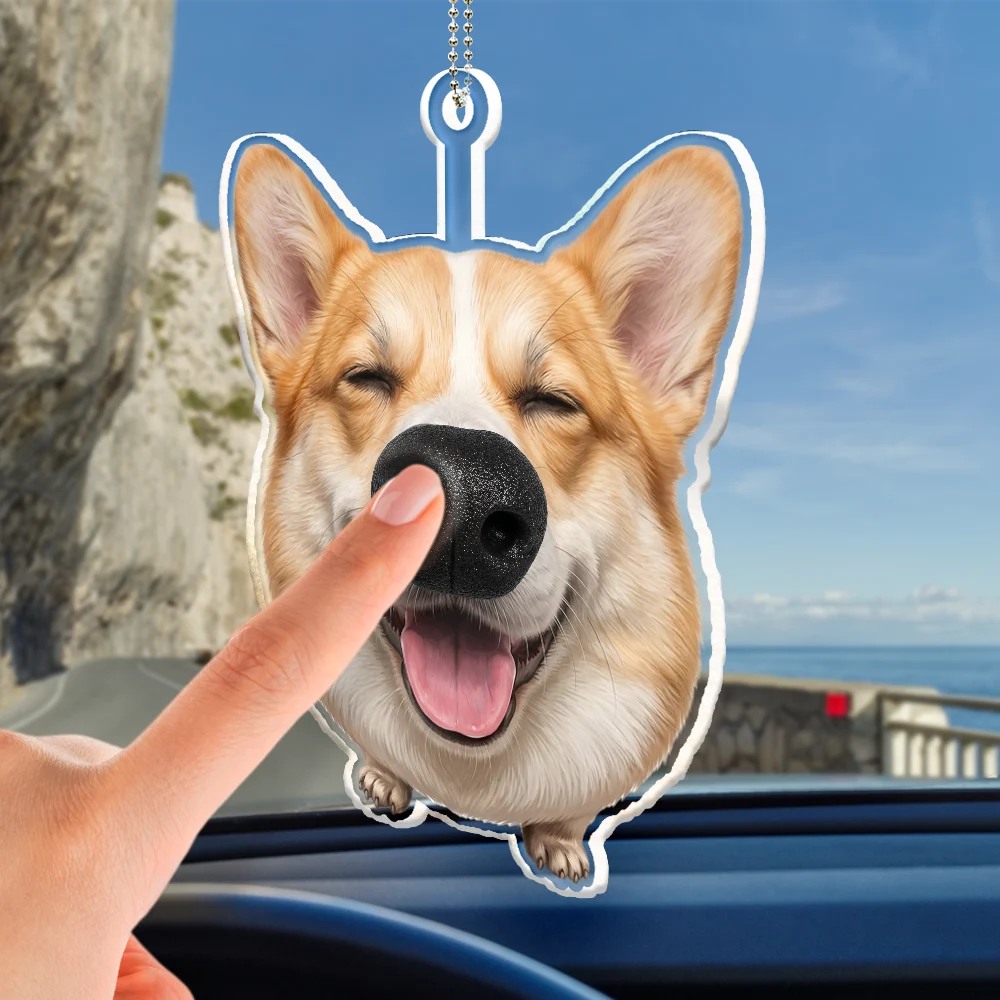 Art Design, Humorous, Dog Lovers, Pet Lovers, Photo - Squishy Dog Nose - Custom Photo Funny Dog Nose - Personalized Squishy Acrylic Car Hanger