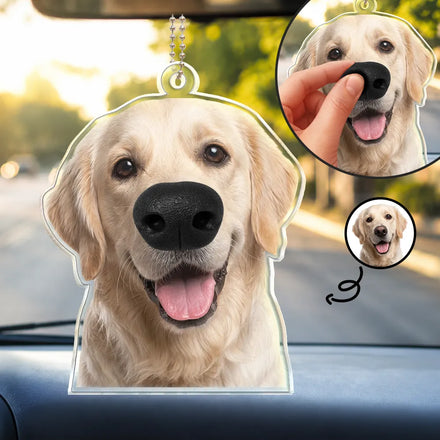 Custom Photo Funny Dog Nose - Personalized Squishy Acrylic Car Hanger