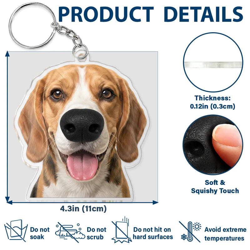 Art Design, Humorous, Custom Photo, Dog Lovers, Pet Lovers, Photo - Squishy Dog Nose - Custom Photo Funny Dog Nose - Personalized Squishy Acrylic Keychain