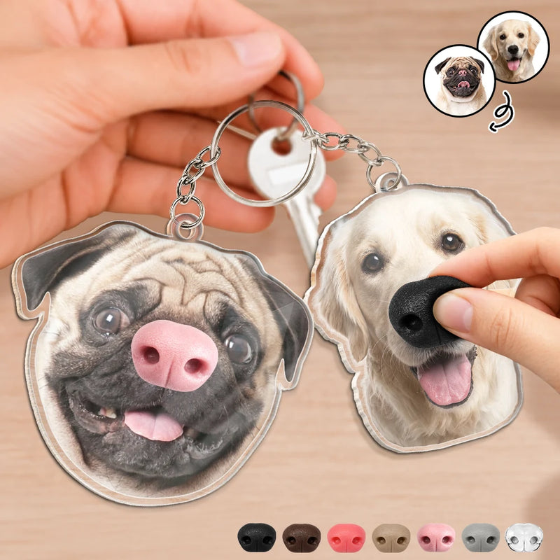 Art Design, Humorous, Custom Photo, Dog Lovers, Pet Lovers, Photo - Squishy Dog Nose - Custom Photo Funny Dog Nose - Personalized Squishy Acrylic Keychain