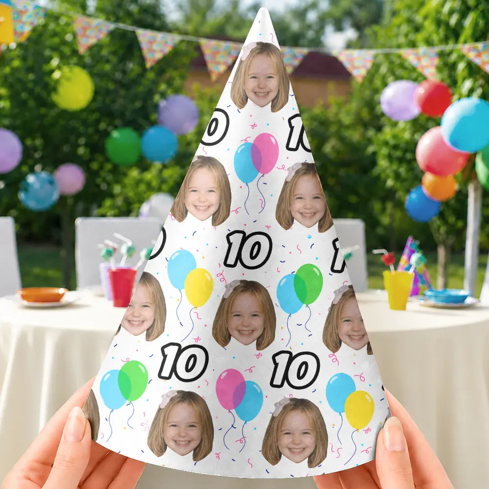 Custom Photo, Family, Humorous, Cut-Face Photo - Custom Photo Funny Face Birthday Family, Friends - Personalized Party Hats