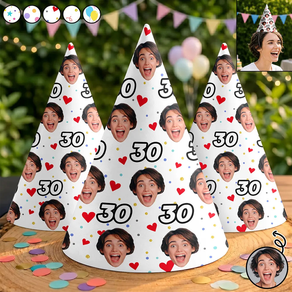 Custom Photo Funny Face Birthday Family, Friends - Personalized Party Hats