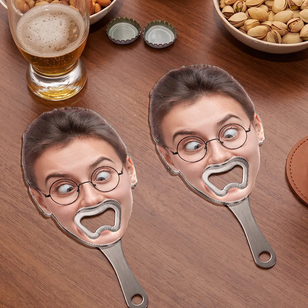 Humorous,Custom Photo,Gift For Yourself,Wedding,Cut-Face Photo - Custom Photo Funny Face Cut Party - Personalized Custom Shaped Bottle Opener
