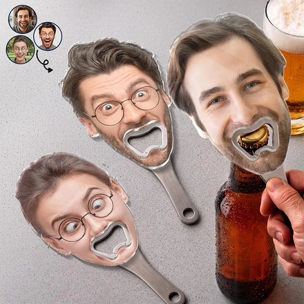 Custom Photo Funny Face Cut Party - Personalized Custom Shaped Bottle Opener