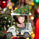 Gift For Kids, Gift For Grandkids, Photo Hobby Ornament, Custom Photo, Funny, Christmas - Custom Photo Funny Face Golf Cart Kid Baby - Personalized Acrylic Photo Ornament
