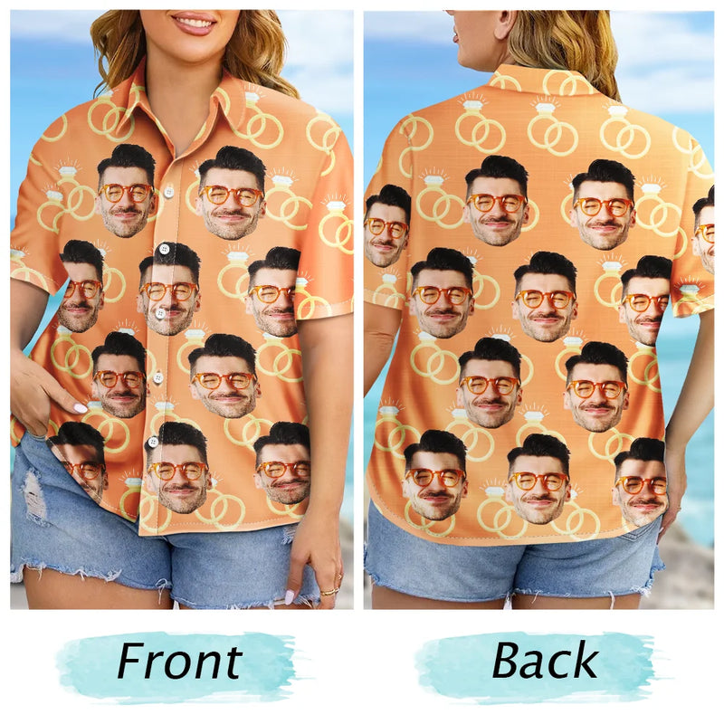 Top Market, Humorous, Gift For Men, Custom Photo, Gift For Yourself, Wedding, Cut-Face Photo - Custom Photo Funny Face Wedding Party - Personalized Hawaiian Shirt