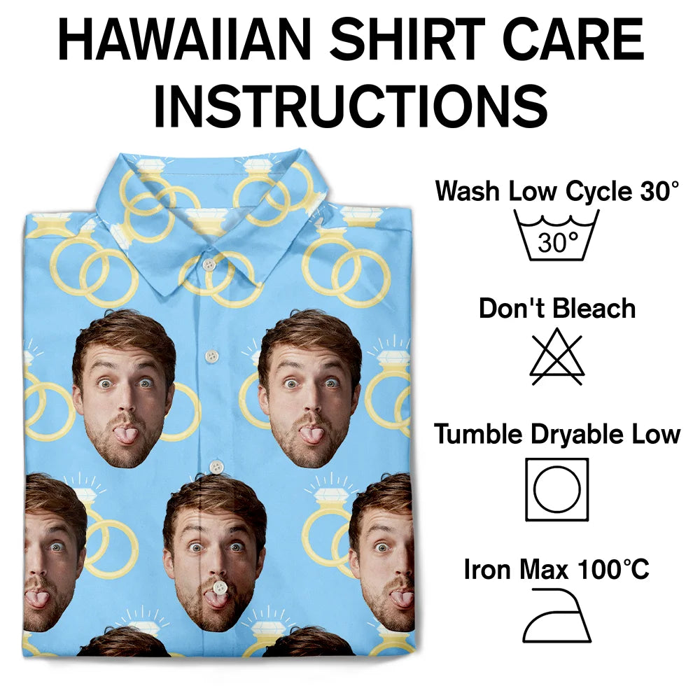 Top Market, Humorous, Gift For Men, Custom Photo, Gift For Yourself, Wedding, Cut-Face Photo - Custom Photo Funny Face Wedding Party - Personalized Hawaiian Shirt
