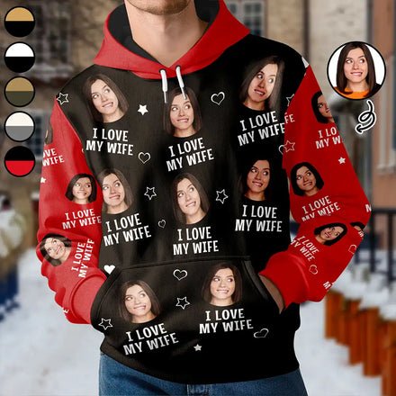 Custom Photo Funny I Love My Lover Wife Husband Couple - Personalized Pullover Hoodie