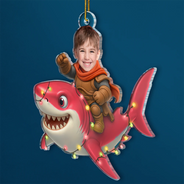 Gift For Kids,Gift For Grandkids,Photo Hobby Ornament,Custom Photo,Funny,Christmas - Custom Photo Funny Kid Face Shark - Personalized Acrylic Photo Ornament