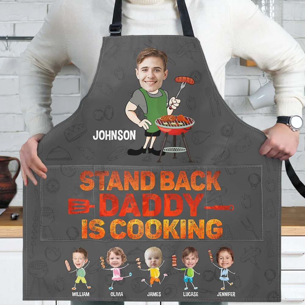 Custom Photo,Gift For Father,Grilling,Dad - Children,Non-Eng,Photo,Icon,Humorous - Custom Photo Funny Mr Good Lookin' Is Cookin' - Personalized Apron