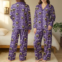 Dog Lovers,Pet Lovers,Cat Lovers,Cat Mom,Dog Mom,Pet Mom,Happy - Custom Photo Funny Pet Face Pattern Dog Cat - Personalized Satin Pajama Set