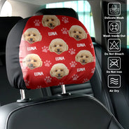 Pet Lovers,Custom Photo,Funny - Custom Photo Funny Pet Face Pattern Dog Cat Family - Personalized Car Headrest Covers