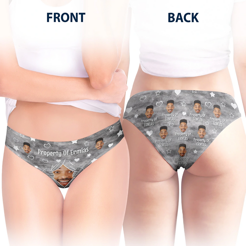 Custom Photo, Gift For Couples, Gift For Wife, Gift For Girlfriend, Funny - Custom Photo Funny Property Of - Personalized Women's Low-waisted Brief