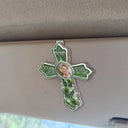 Memorial,Christian,Sad - Custom Photo God Has You In His Arms Cross Memorial Gifts - Personalized Custom Shaped Acrylic Car Visor Clip