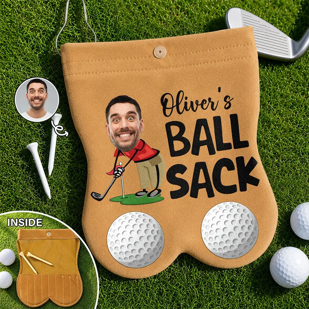 Humorous,Gift For Men,Golf,Gift For Yourself,Icon,Cut-Face Photo - Custom Photo Golf Lovers Ball Sack - Personalized Golf Ball Sacks