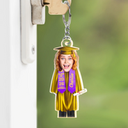 Gift For Yourself,Graduation,Happy - Custom Photo Graduation Cap Gown Stole - Personalized Acrylic Keychain