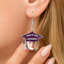 Graduation,Gift For Yourself,Gift For Women,Gift For Daughter,Gift For Sisters,Gift For Bestie - Custom Photo Graduation Hat With Funny Face - Personalized Acrylic Earrings