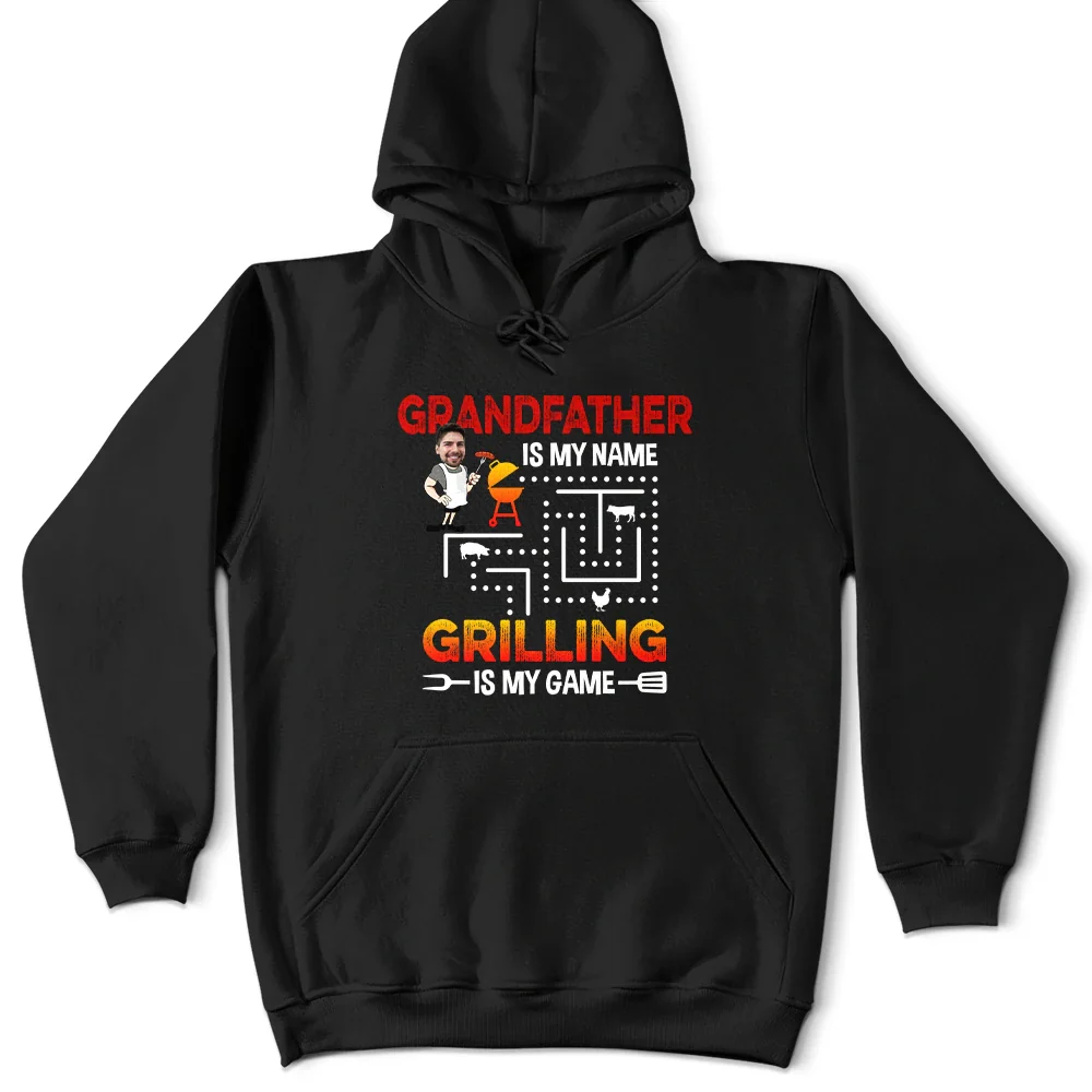 Gift For Grandpa,Gift For Father,Grandpa's Hobby,Dad's Hobby,Grilling,Funny,Custom Photo - Custom Photo Grilling Is My Game - Personalized T Shirt