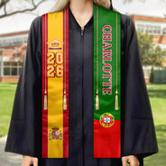 Graduation,Gift For Daughter,Dad - Daughters (Adult),Mom - Daughters (Adult),Happy,Dad - Sons,Gift For Son,Mom - Sons - Custom Photo Half and Half Flag Graduation - Personalized Stoles