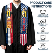 Graduation,Gift For Daughter,Dad - Daughters (Adult),Mom - Daughters (Adult),Happy,Dad - Sons,Gift For Son,Mom - Sons - Custom Photo Half and Half Flag Graduation - Personalized Stoles